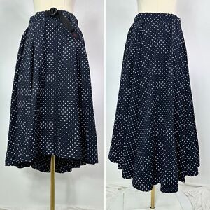 Gramicci Talecut Hi Low Dot Navy Blue Cotton Midi Skirt Sz F (Free Size/ OS)
